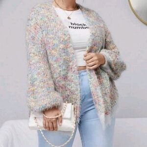 Gray Cozy Knit Cardigan Sweater